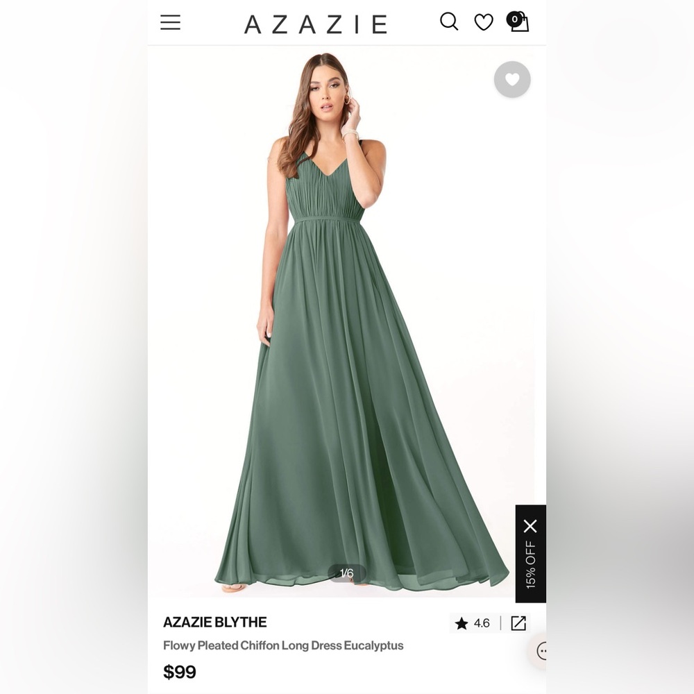 Azazie Eucalyptus Size 2 Blythe Bridesmaid Dress / hemmed but never worn